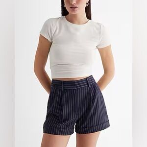 EXPRESS Stylist Pinstripe Pleated Shorts
